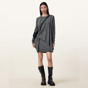 All Saints Drina V-neck Merino Wool Sweater Dress